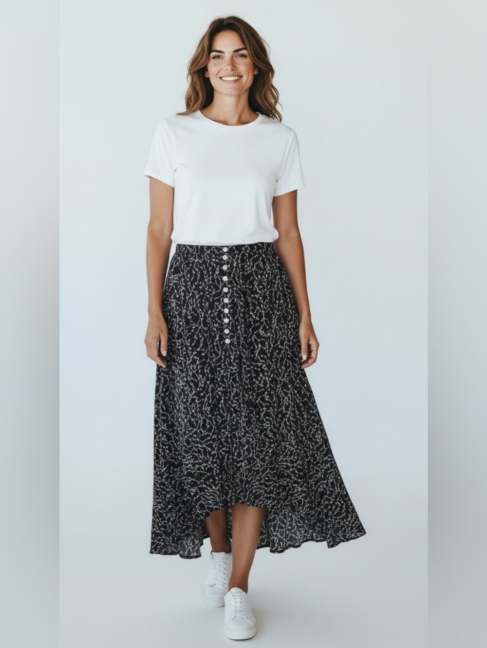 Rachel Zoe women's floral asymetrical maxi skirt Size S dark fairy romantic